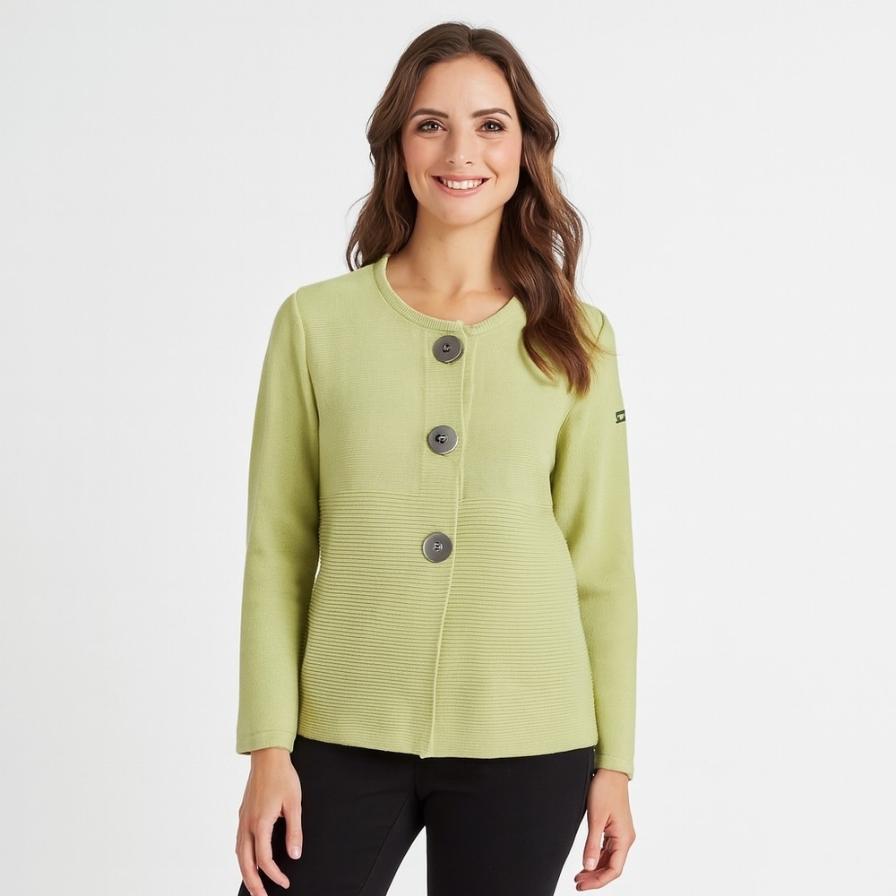 Saint James Wool Blend Knit Jacket Cardigan — Light Green